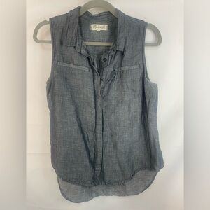 Madewell gray cotton sleeveless top, loose like a tunic.